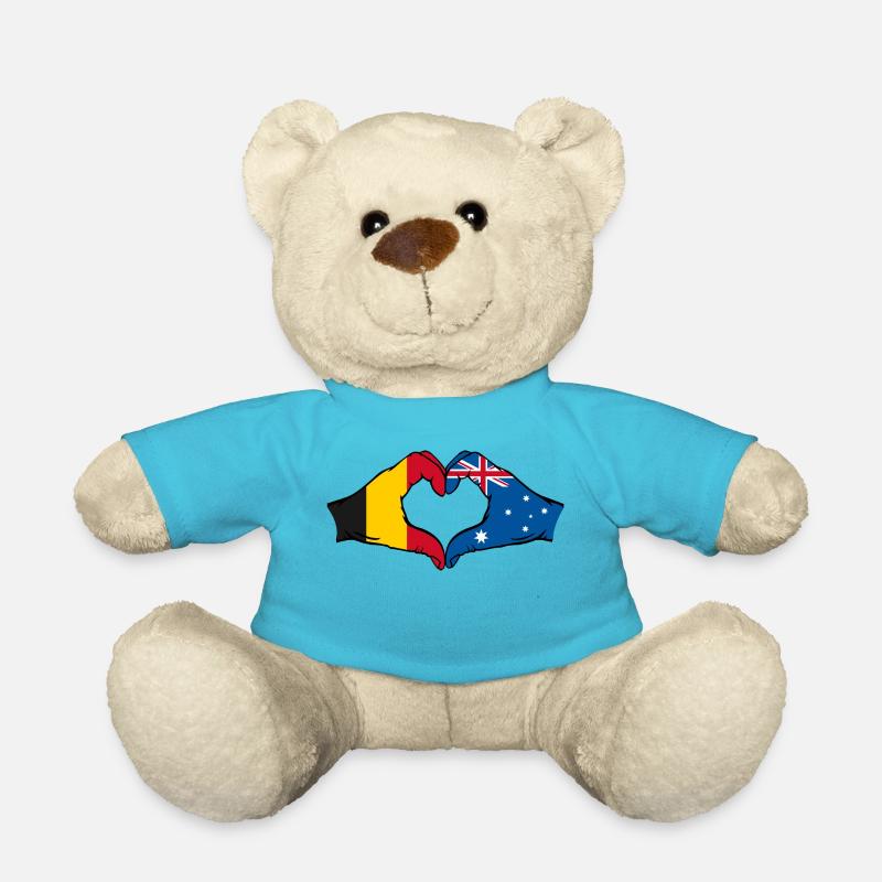 Belgien Australien Flagge Herzform - Teddy - Atollblau