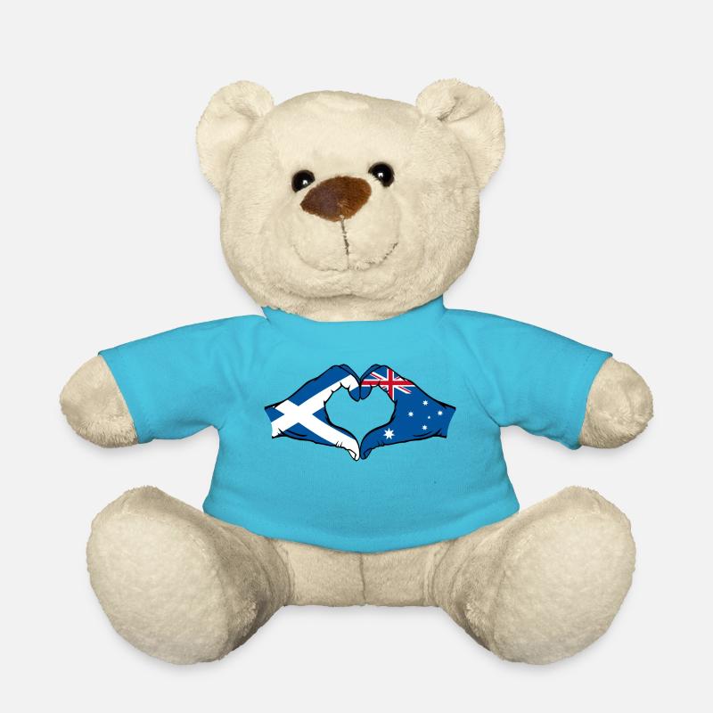 Scotland Australia Flag Heart Shape - Teddy Bear - atoll blue