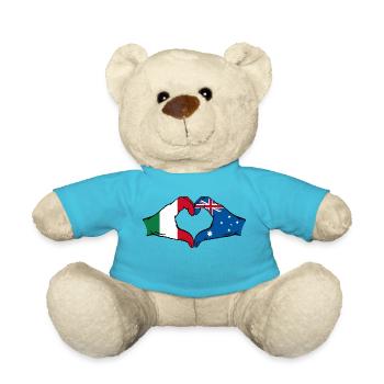 Italien Australien Flagge Herzform - Teddy - Atollblau - Vorne