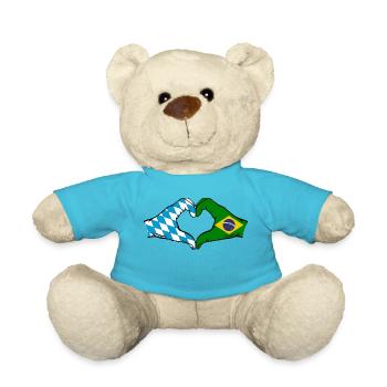 Bavaria Brazil Flag Hands Heart Shape - Teddy Bear - atoll blue - Front