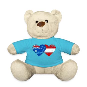 Australia Austria Flag Heart Flag used - Teddy Bear - atoll blue - Front