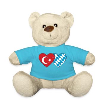 Turkey Bavaria Flag Heart used - Teddy Bear - atoll blue - Front