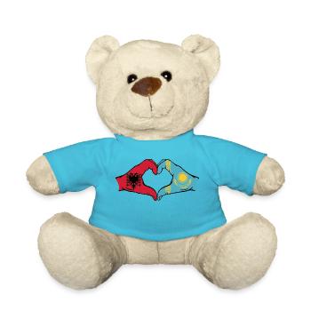 Albanie Kazakhstan Drapeau Mains Coeur Forme - Nounours - bleu outremer - Devant