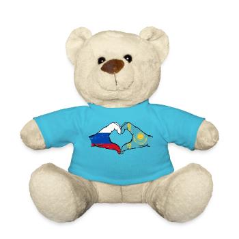 Russie Kazakhstan Drapeau Mains Coeur Forme Utilisé - Nounours - bleu outremer - Devant