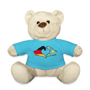 Allemagne Kazakhstan Drapeau Mains Coeur Forme - Nounours - bleu outremer - Devant