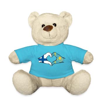 Finlande Kazakhstan Drapeau Mains Coeur Forme - Nounours - bleu outremer - Devant