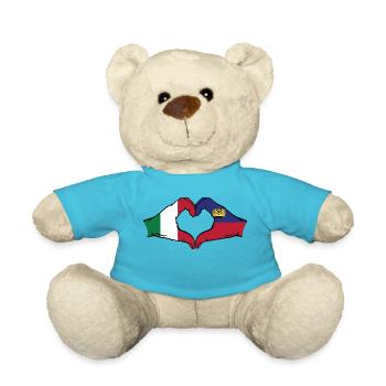 Italien Liechtenstein Flagge Hände Herzform - Teddy - Atollblau - Vorne