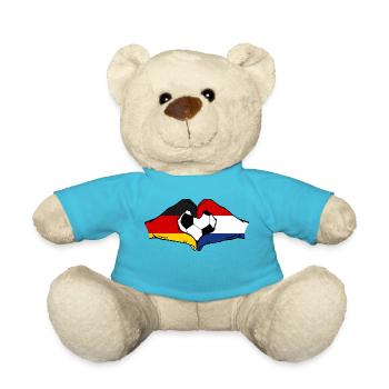Allemagne Hollande Football Drapeau Mains Coeur Forme - Nounours - bleu outremer - Devant