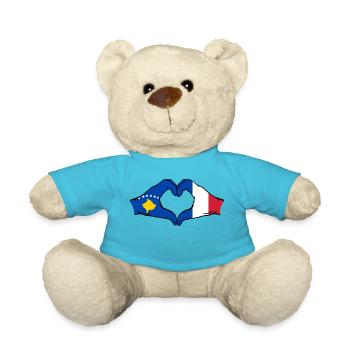 Kosovo France Flag Hands Heart Shape - Teddy Bear - atoll blue - Front