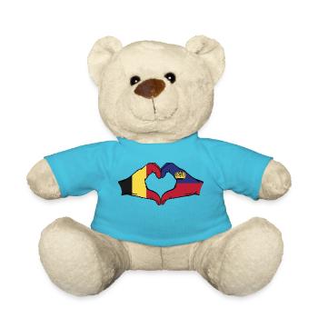 Belgien Liechtenstein Flagge Hände Herzform - Teddy - Atollblau - Vorne