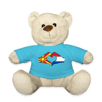 Mazedonien Holland Flagge Hände Herzform used - Teddy - Atollblau - Vorne