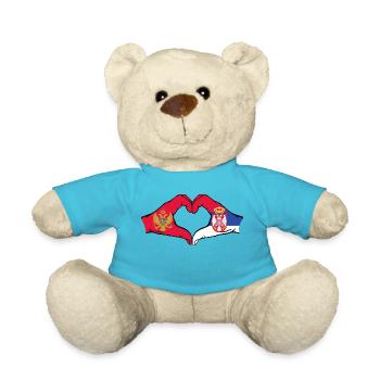 Montenegro Serbia Flag Hands Heart Shape - Teddy Bear - atoll blue - Front