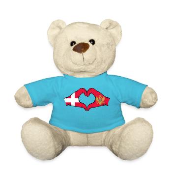 Denmark Montenegro Flag Hands Heart Shape - Teddy Bear - atoll blue - Front