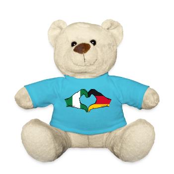 Nigeria Germany Flag Hands Heart Shape - Teddy Bear - atoll blue - Front