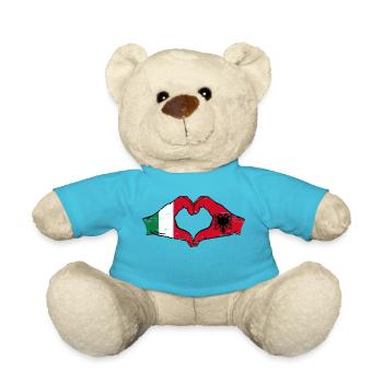 Italien Albanien Flagge Hände Herzform used - Teddy - Atollblau - Vorne