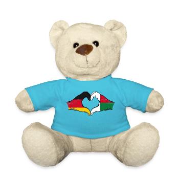 Germany Madagascar Flag Hands Heart Shape Used - Teddy Bear - atoll blue - Front