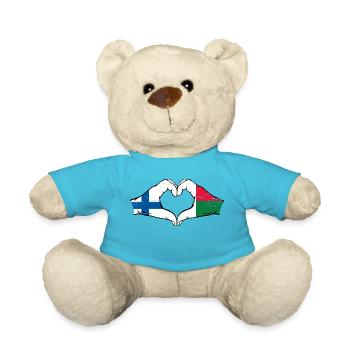 Finnland Madagaskar Flagge Hände Herzform used - Teddy - Atollblau - Vorne