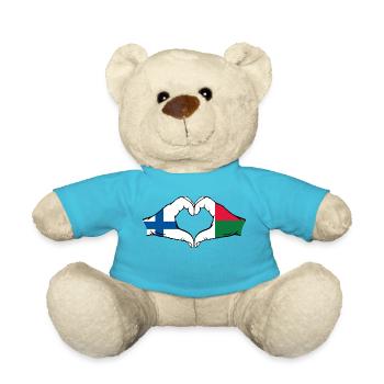 Finlande Madagascar Drapeau Mains Coeur Forme - Nounours - bleu outremer - Devant