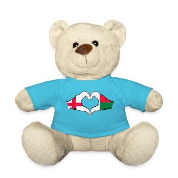 England Madagascar Flag Hands Heart Shape - Teddy Bear - atoll blue - Front