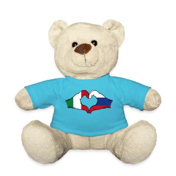 Italy Russia hands heart shape - Teddy Bear - atoll blue - Front