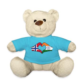 Norway India hands heart shape - Teddy Bear - atoll blue - Front