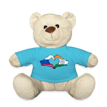 Russia India hands heart shape used - Teddy Bear - atoll blue - Front