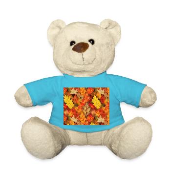 autumn leaves allover pattern - Teddy Bear - atoll blue - Front