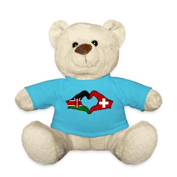 Kenia Schweiz Hände Herzform - Teddy - Atollblau - Vorne