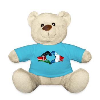 Kenia Frankreich Hände Herzform used - Teddy - Atollblau - Vorne