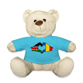 Kenia Rumänien Hände Herzform - Teddy - Atollblau - Vorne