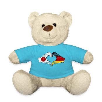 Japan Germany Hands Heart Shape Used - Teddy Bear - atoll blue - Front