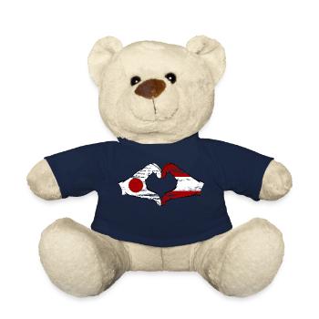 Japan Austria Hands Heart Shape Used - Teddy Bear - french navy - Front