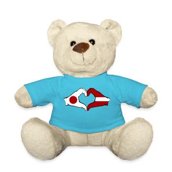 Japan Latvia Hands Heart Shape - Teddy Bear - atoll blue - Front
