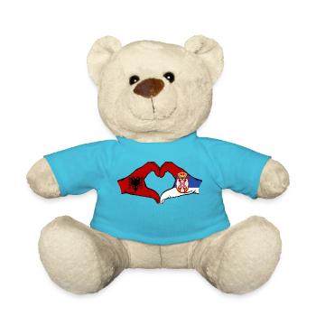 Albanie Serbie Drapeau Coeur Forme - Nounours - bleu outremer - Devant