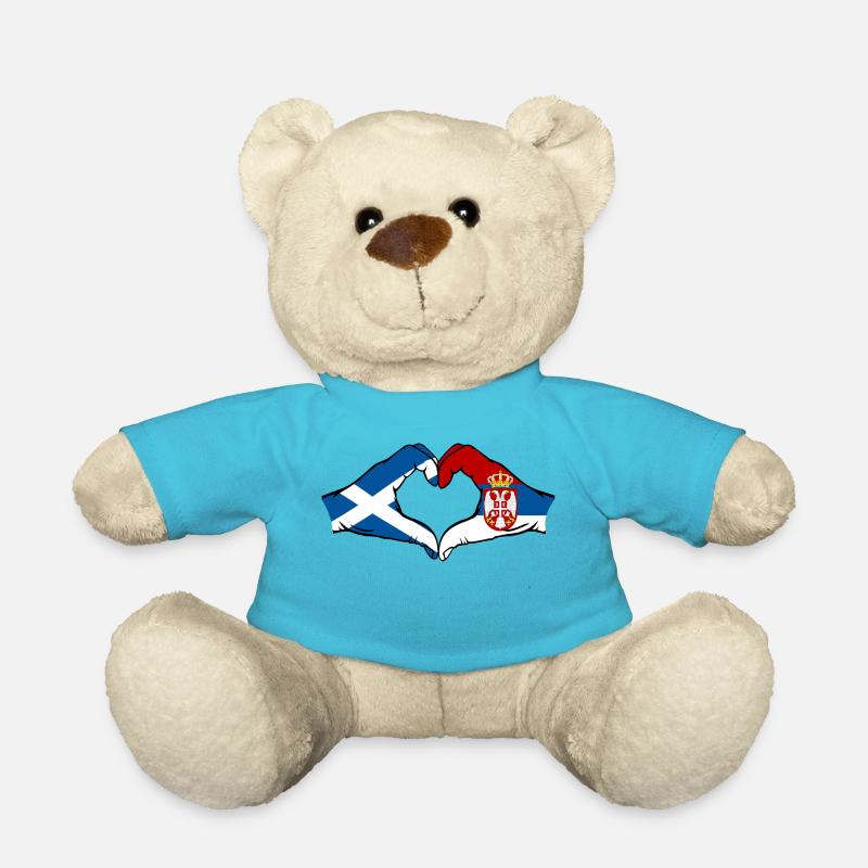 Schottland Serbien Flagge Herzform - Teddy - Atollblau