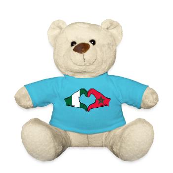 Nigeria Marokko Flagge Herzform - Teddy - Atollblau - Vorne