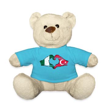 Nigeria Turkey flag heart shape used - Teddy Bear - atoll blue - Front