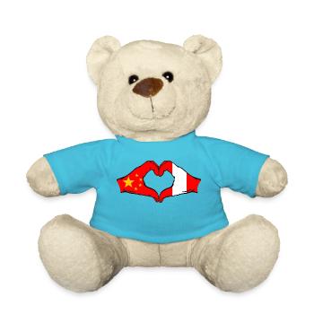 China Peru Flagge Herzform - Teddy - Atollblau - Vorne