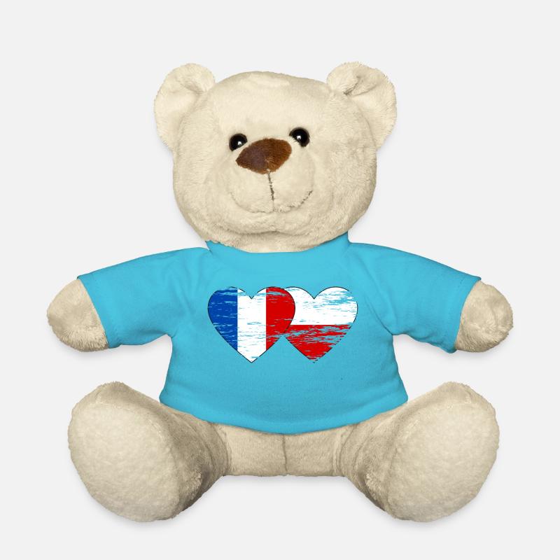France Pologne Drapeau Coeur utilisé - Nounours - bleu outremer