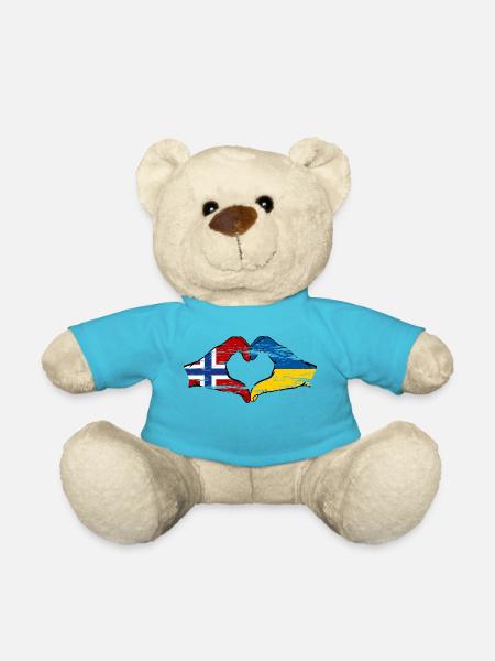 Norwegen Ukraine Flagge Herzform used - Teddy - Atollblau