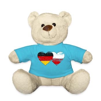 Germany Poland Flag Heart used - Teddy Bear - atoll blue - Front