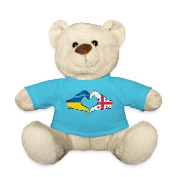 Ukraine Drapeau Géorgie mains forme de coeur utilisé - Nounours - bleu outremer - Devant