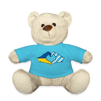 Ukraine Bavaria Flag Hands Heart Shape - Teddy Bear - atoll blue - Front