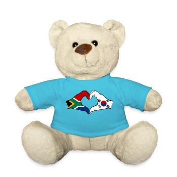 Afrique du Sud Corée du Sud Drapeau Mains Coeur Forme - Nounours - bleu outremer - Devant