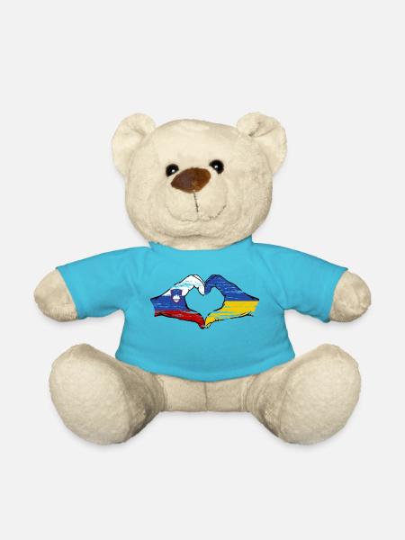 Slovénie Ukraine drapeau mains forme de coeur utilisé - Nounours - bleu outremer