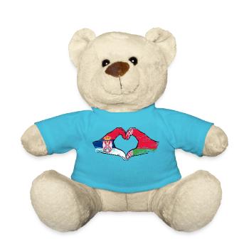 Serbie Biélorussie drapeau mains coeur utilisé - Nounours - bleu outremer - Devant