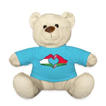 Ungarn Belarus Flagge Hände Herzform - Teddy - Atollblau - Vorne
