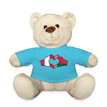 Pérou Biélorussie drapeau mains forme de coeur utilisé - Nounours - bleu outremer - Devant