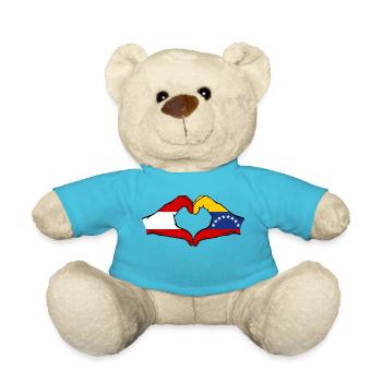 Austria Venezuela Flag Hands Heart Shape - Teddy Bear - atoll blue - Front