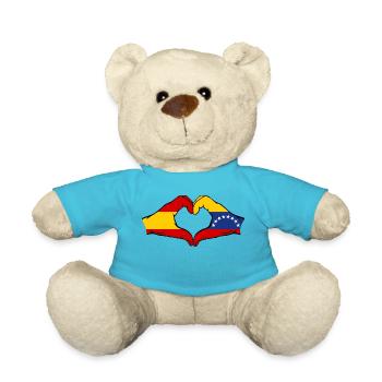 Spain Venezuela Flag Hands Heart Shape - Teddy Bear - atoll blue - Front